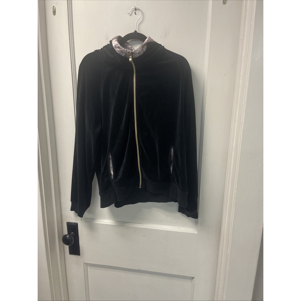 Sideways Black velour zip-up hoodie.  Sz XL